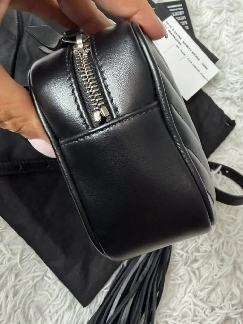 SAINT LAURENT Calfskin Matelasse Monogram Lou Belt Bag in Black - Picture 3 of 11